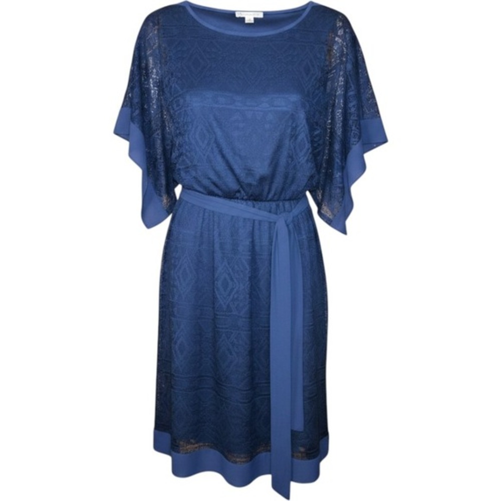 CB Established 1962 Dressy Formal Party Navy Lace‎ Dress - Modest Kimono Style 4